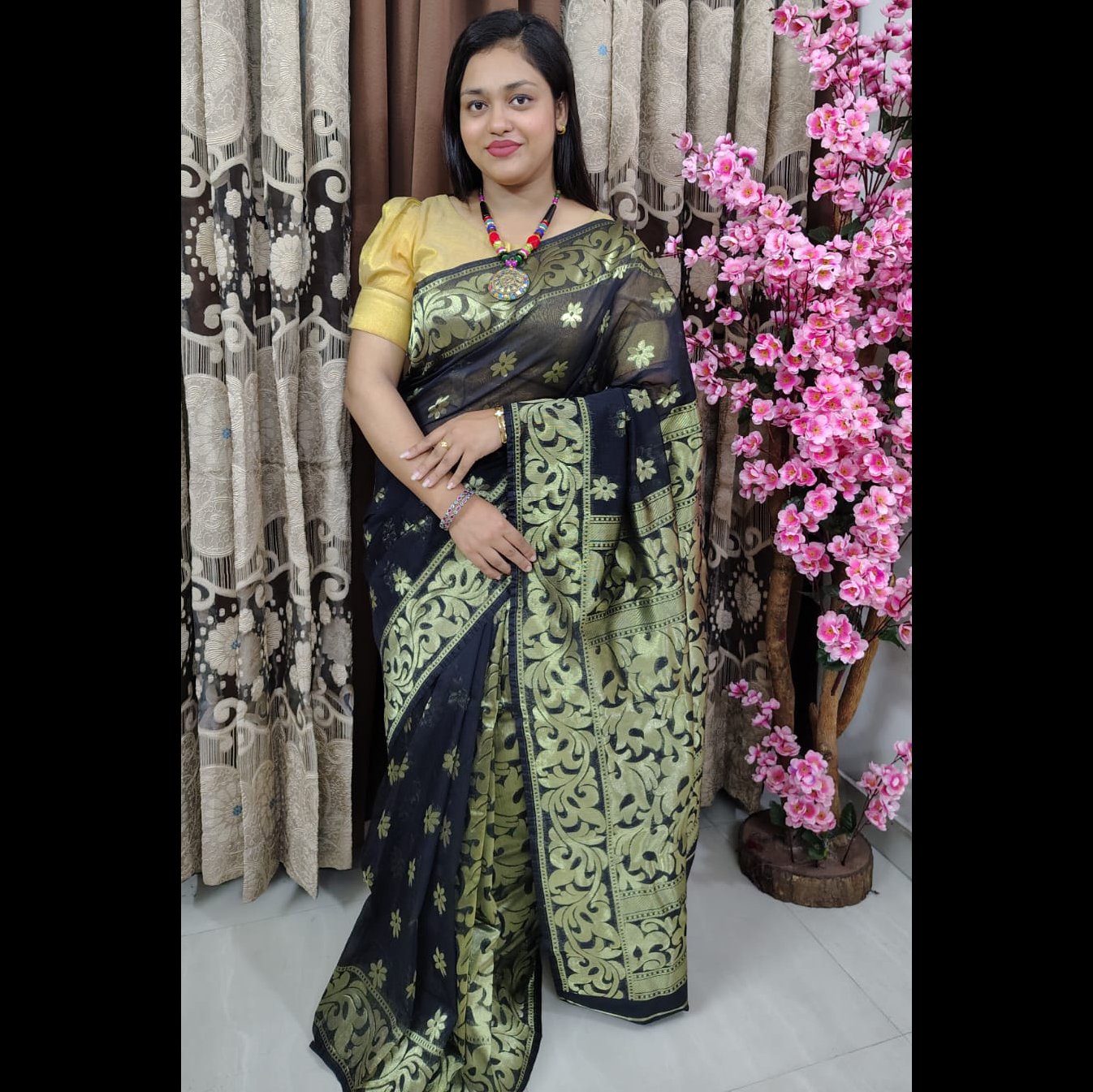 Premium  Masru Silk Saree (Black 1)