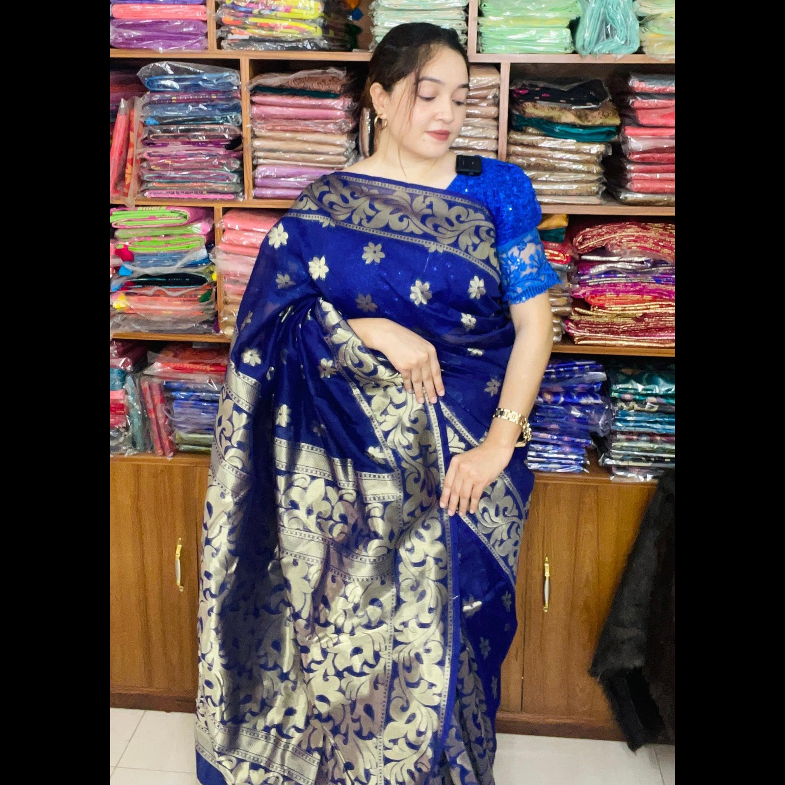 Premium Masru Silk Saree (Blue 1)