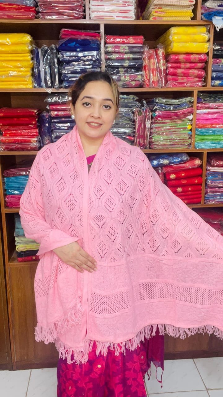 Premium Kushikata Shawl (Powder Pink)